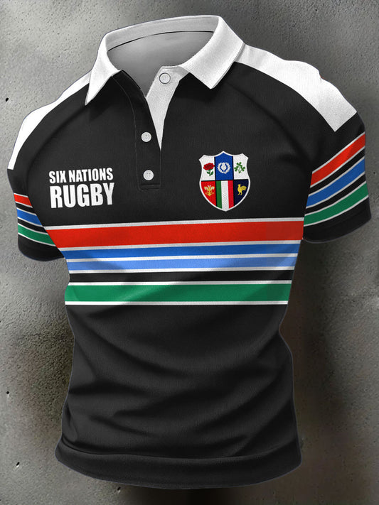 Hauts décontractés imprimés Rugby Art 6 Nations pour hommes