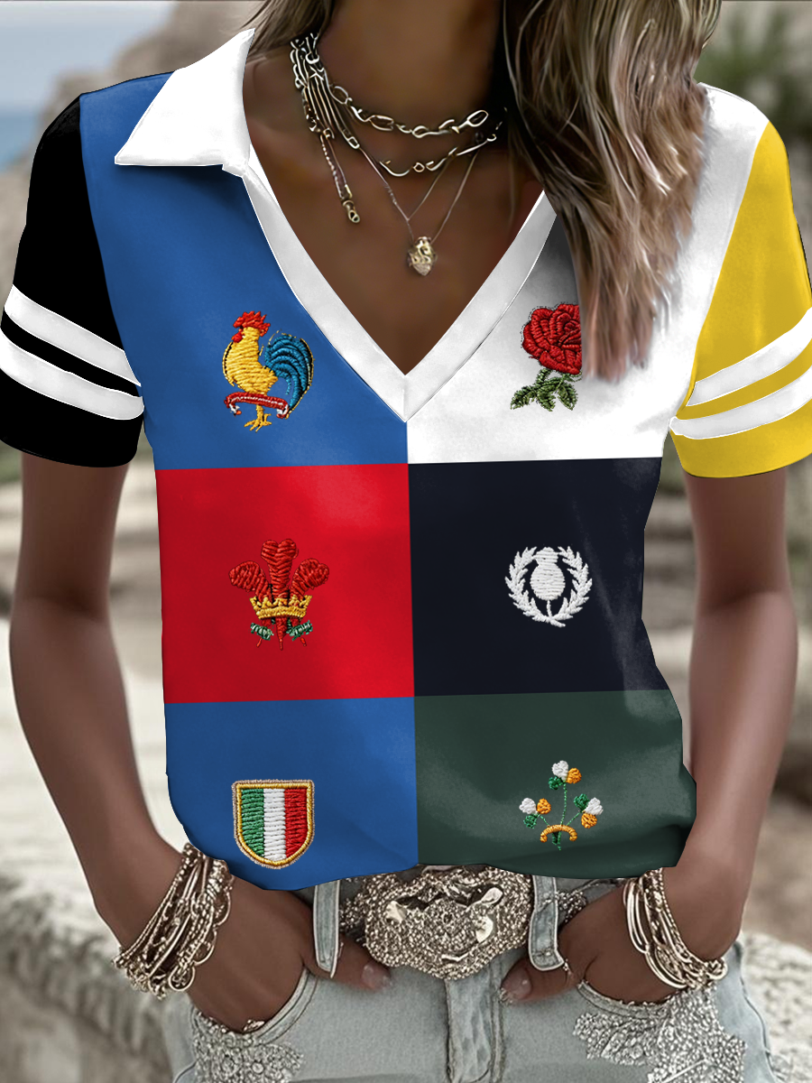 T-shirt Rugby Art Imprimé 6 Nations Femme