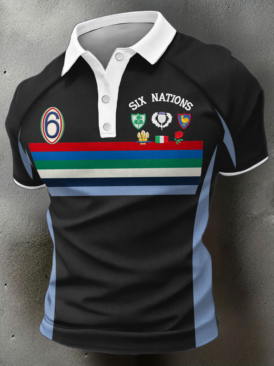 Hauts décontractés imprimés Rugby Art 6 Nations pour hommes