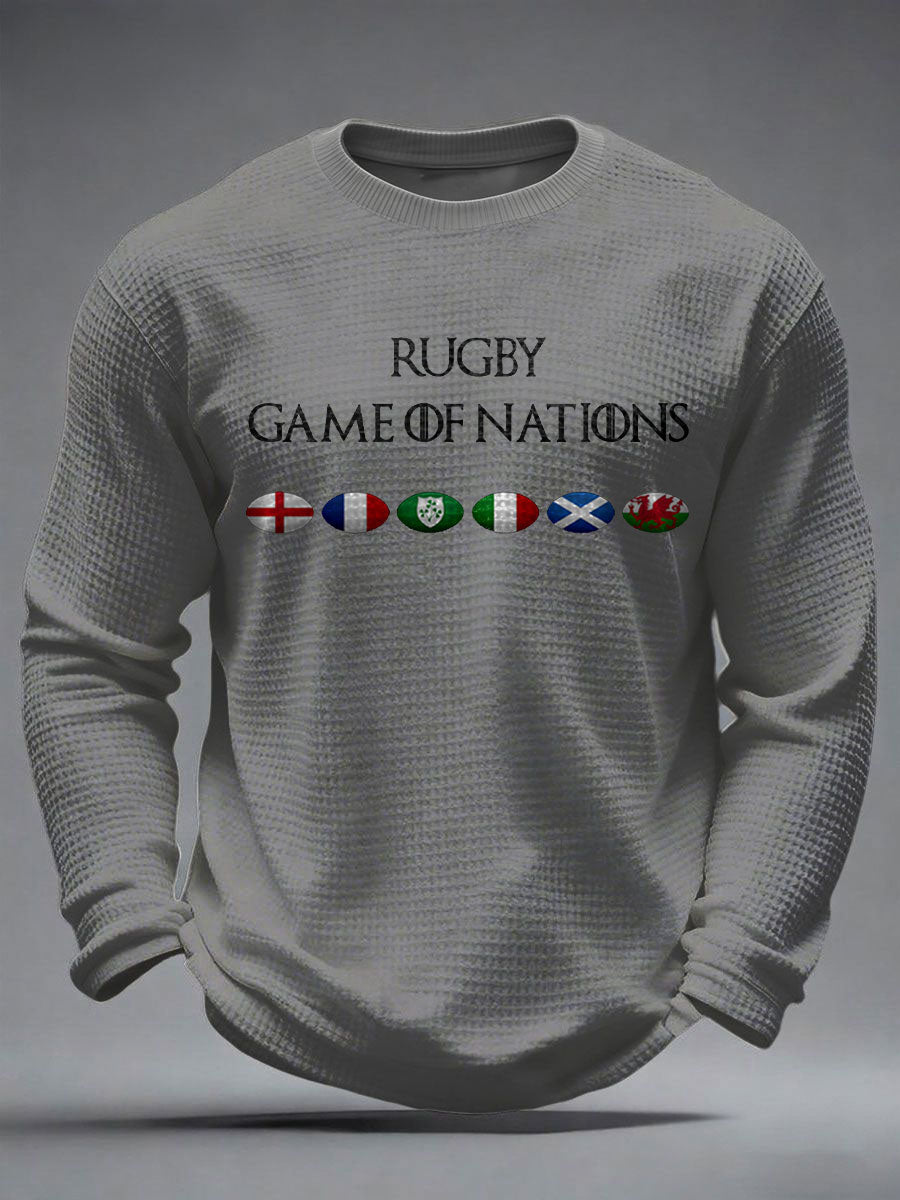 Tops imprimés à gaufres pour hommes Nations of Rugby Lover