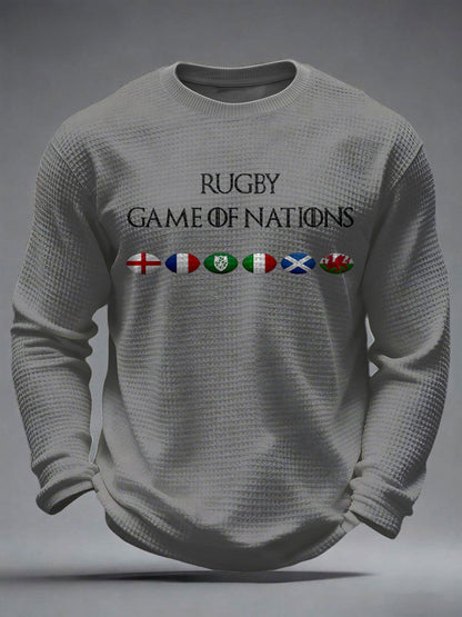 Tops imprimés à gaufres pour hommes Nations of Rugby Lover
