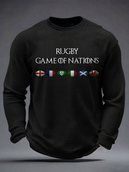 Tops imprimés à gaufres pour hommes Nations of Rugby Lover