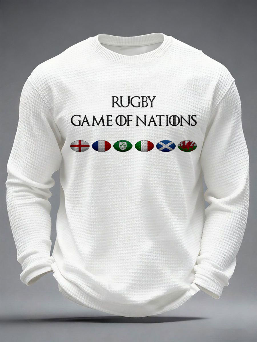 Tops imprimés à gaufres pour hommes Nations of Rugby Lover