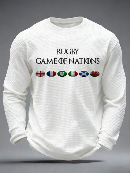 Tops imprimés à gaufres pour hommes Nations of Rugby Lover