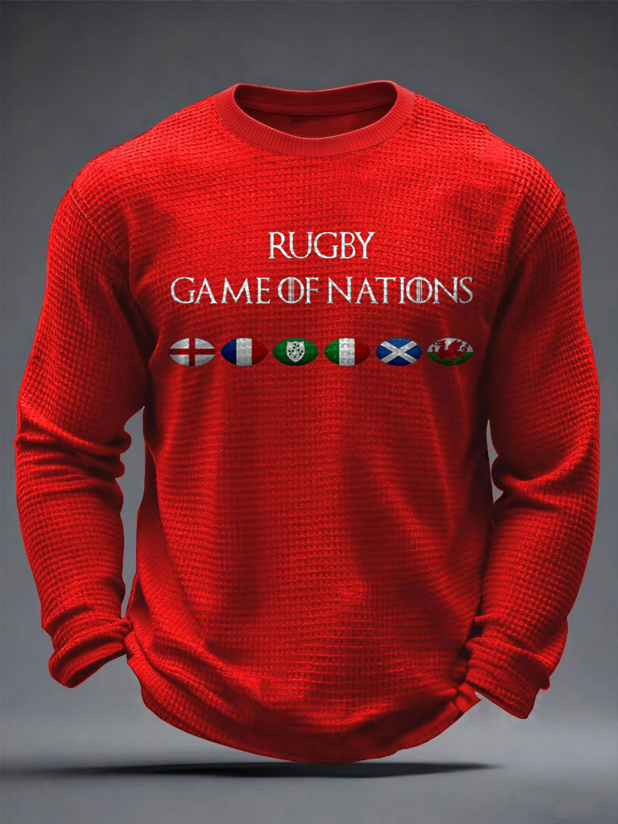 Tops imprimés à gaufres pour hommes Nations of Rugby Lover