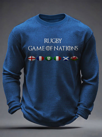 Tops imprimés à gaufres pour hommes Nations of Rugby Lover