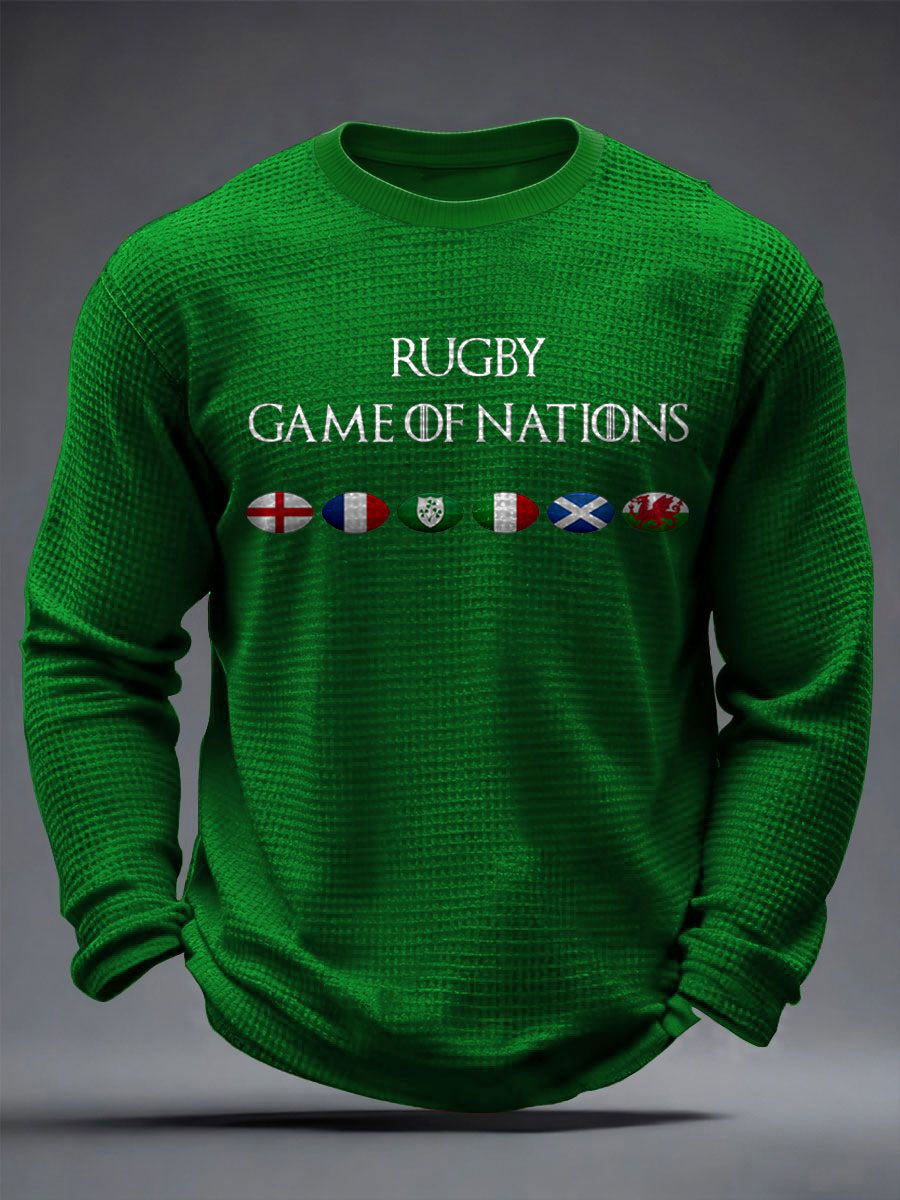 Tops imprimés à gaufres pour hommes Nations of Rugby Lover