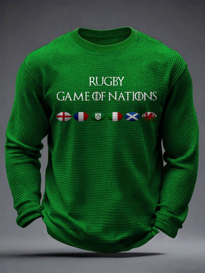 Tops imprimés à gaufres pour hommes Nations of Rugby Lover