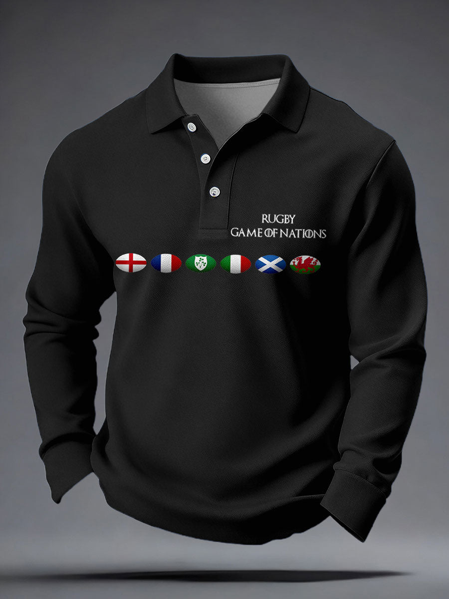 Hauts décontractés imprimés Nations of Rugby Lover pour hommes