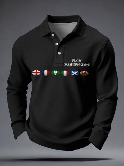 Hauts décontractés imprimés Nations of Rugby Lover pour hommes