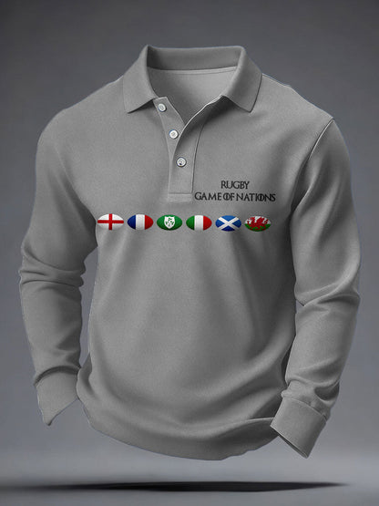 Hauts décontractés imprimés Nations of Rugby Lover pour hommes