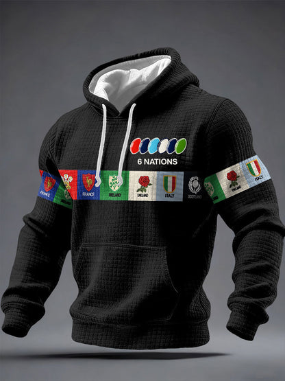 Sweat à capuche imprimé 6 Nations Rugby Lover Homme
