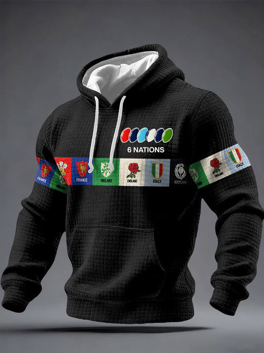 Sweat à capuche imprimé 6 Nations Rugby Lover Homme