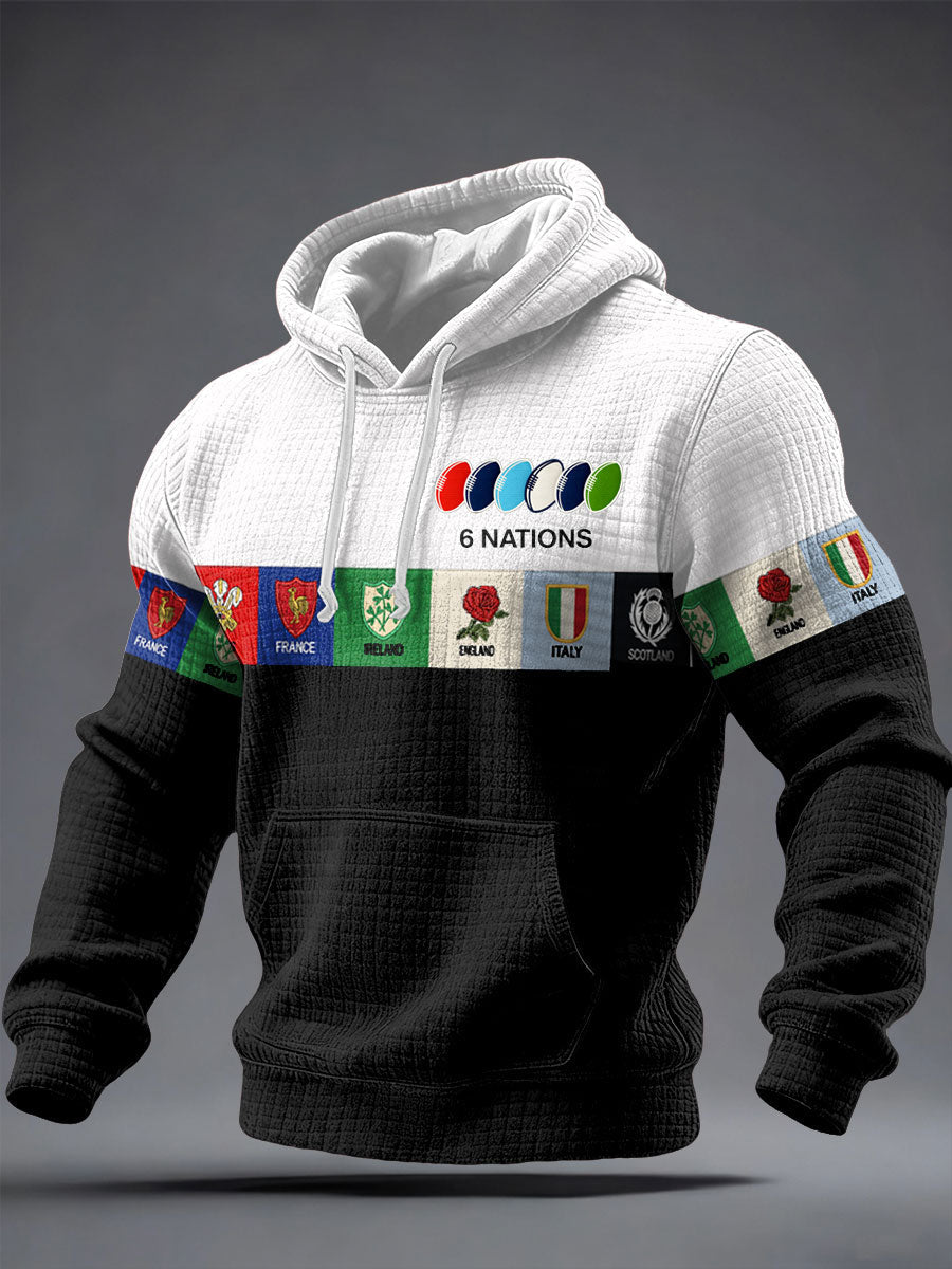 Sweat à capuche imprimé 6 Nations Rugby Lover Homme