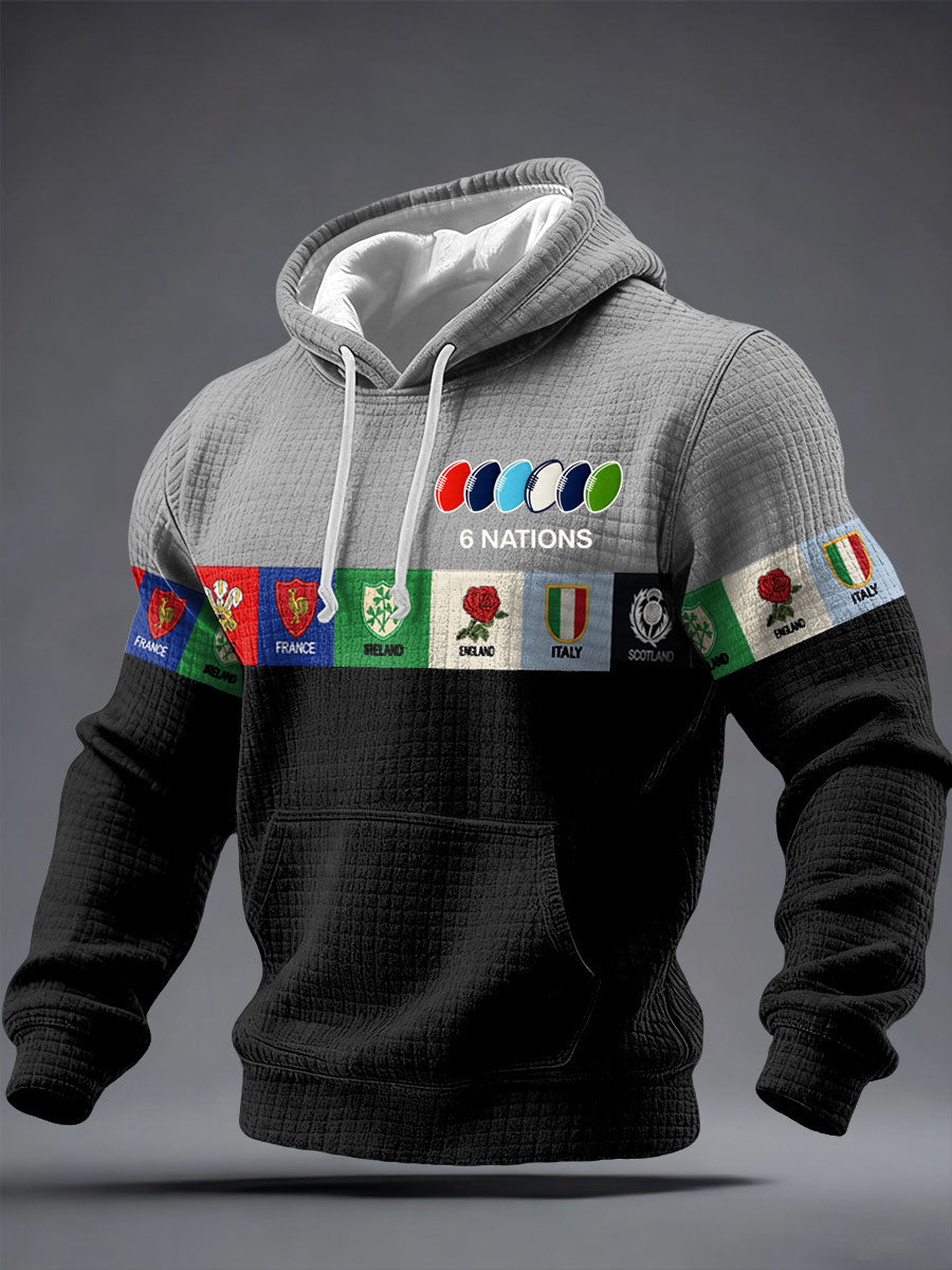 Sweat à capuche imprimé 6 Nations Rugby Lover Homme