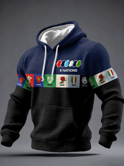 Sweat à capuche imprimé 6 Nations Rugby Lover Homme