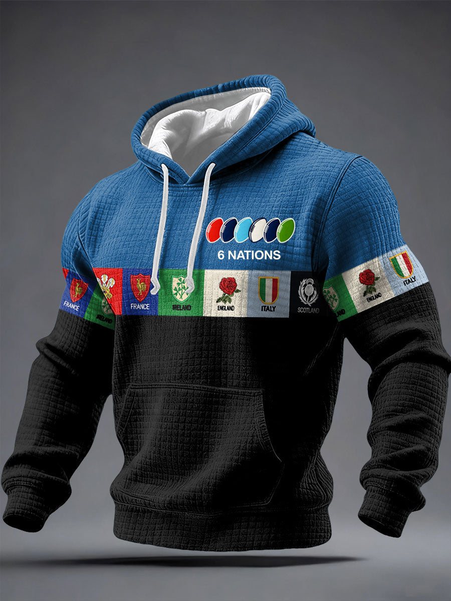 Sweat à capuche imprimé 6 Nations Rugby Lover Homme