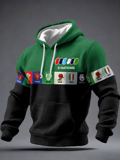 Sweat à capuche imprimé 6 Nations Rugby Lover Homme