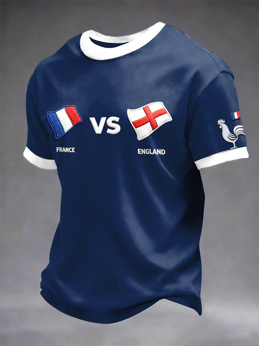 T-shirt à manches courtes en jersey bleu marine France vs Angleterre Rugby pour homme