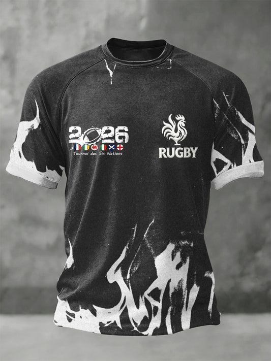 T-shirt décontracté en jersey pour homme 2026 France Rugby Six Nations