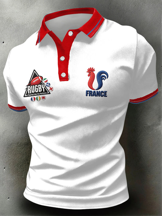 Polo Minimaliste Homme French Rugby Six Nations Imprimé