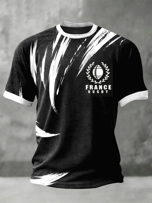 T-shirt en jersey minimaliste imprimé rugby français pour homme