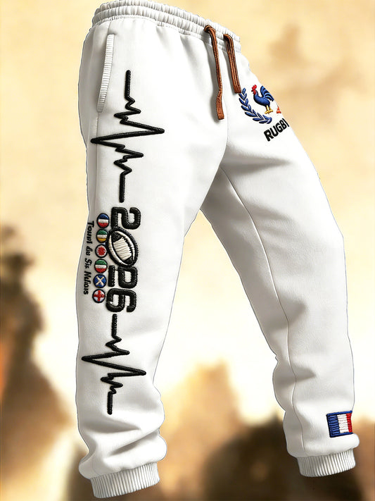 Pantalon Décontracté Homme Blanc French Rugby Six Nations 2026