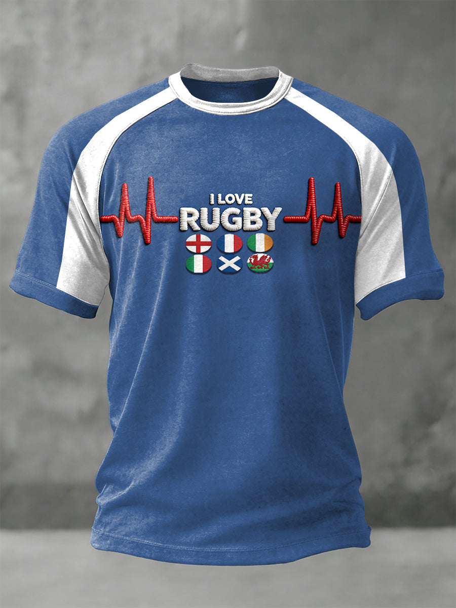 T-shirt de sport bleu en jersey pour homme France Rugby Six Nations