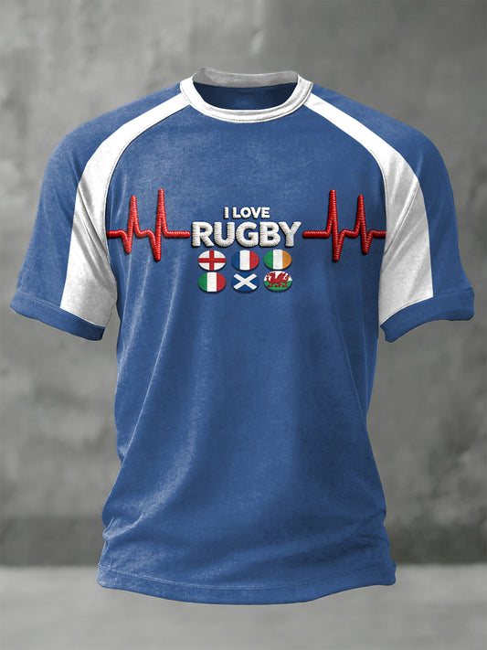 T-shirt de sport bleu en jersey pour homme France Rugby Six Nations