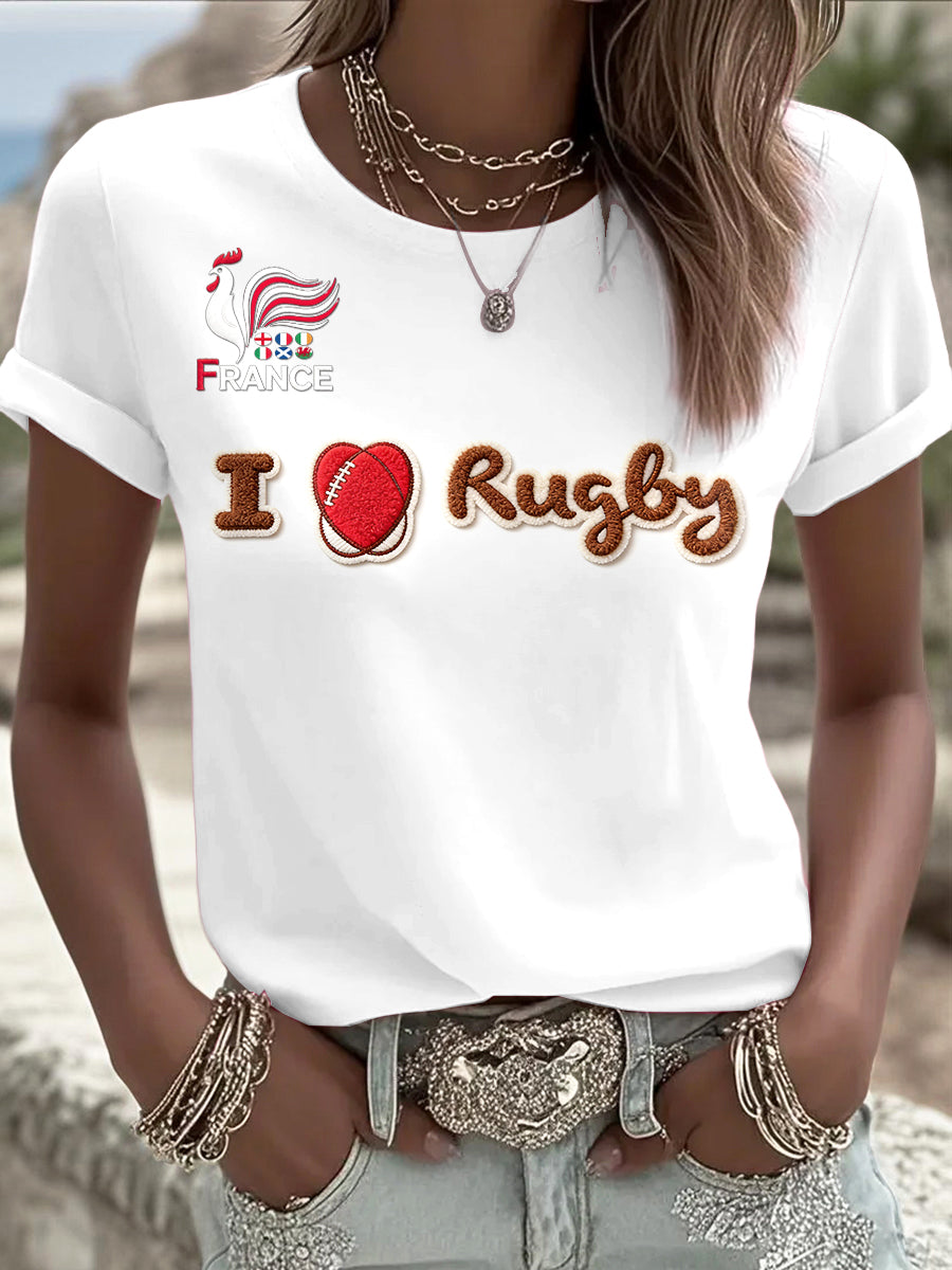 T-shirt décontracté pour femme French White Rugby Six Nations 3D