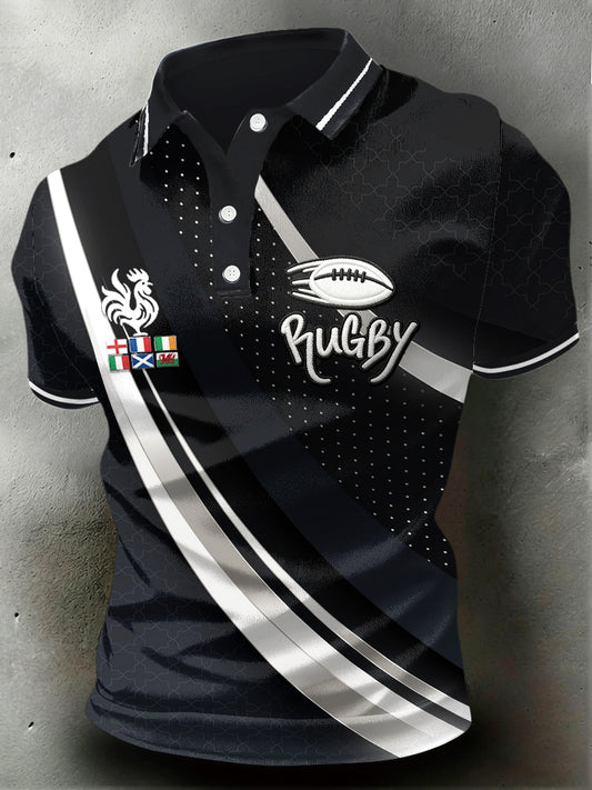 Polo de sport imprimé des Six Nations de rugby français pour homme Jersey