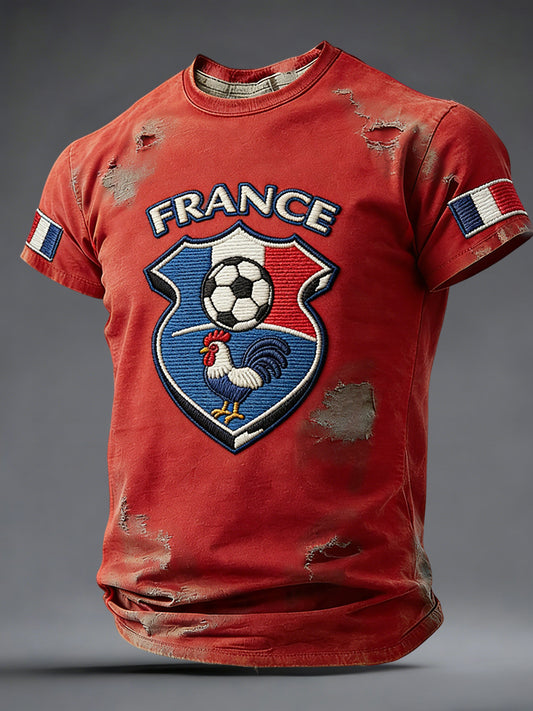 T-shirt décontracté rétro French Soccer Crest