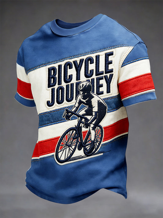 T-shirt décontracté pour homme, motif patchwork inspiré du Tour de France, saison cycliste