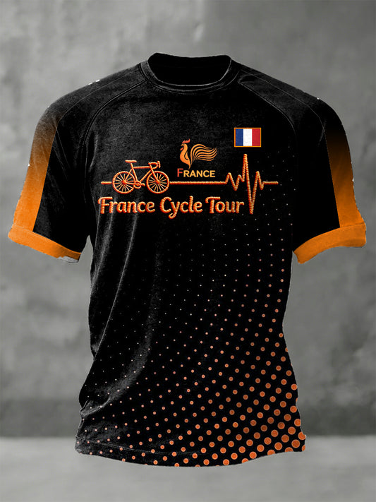 T-shirt de sport à imprimé cyclisme du Tour de France pour hommes