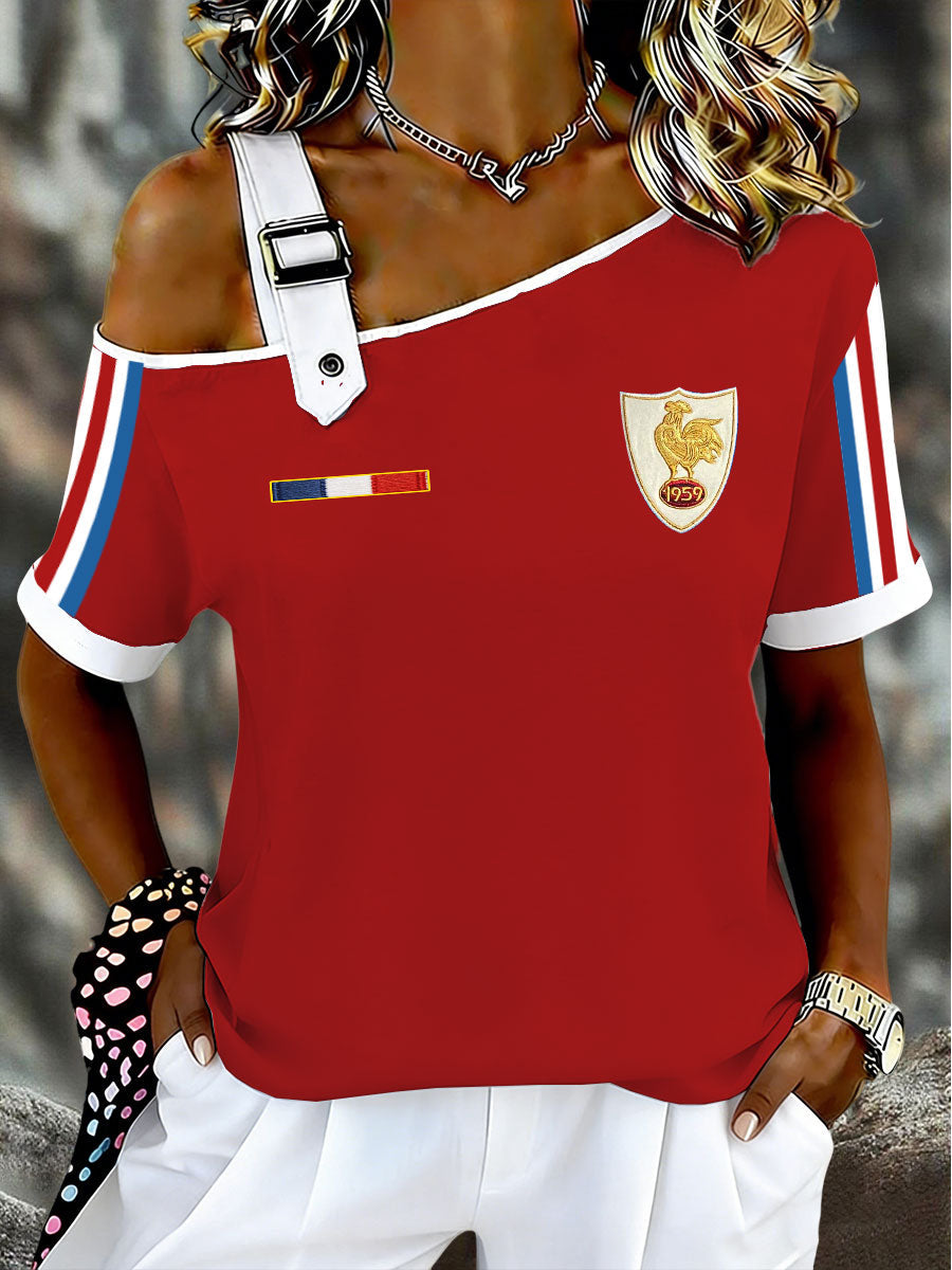 T-shirt à manches courtes asymétrique France Rugby Femme