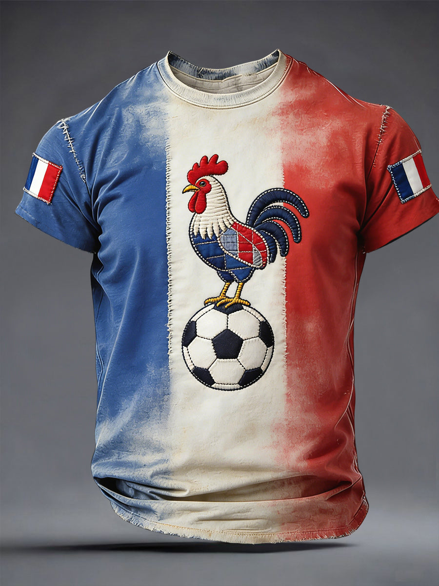 T-shirt décontracté rétro de football de coq français
