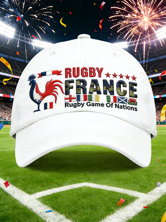 French Rooster Rugby Casquette Décontractée Blanche Imprimée Six Nations