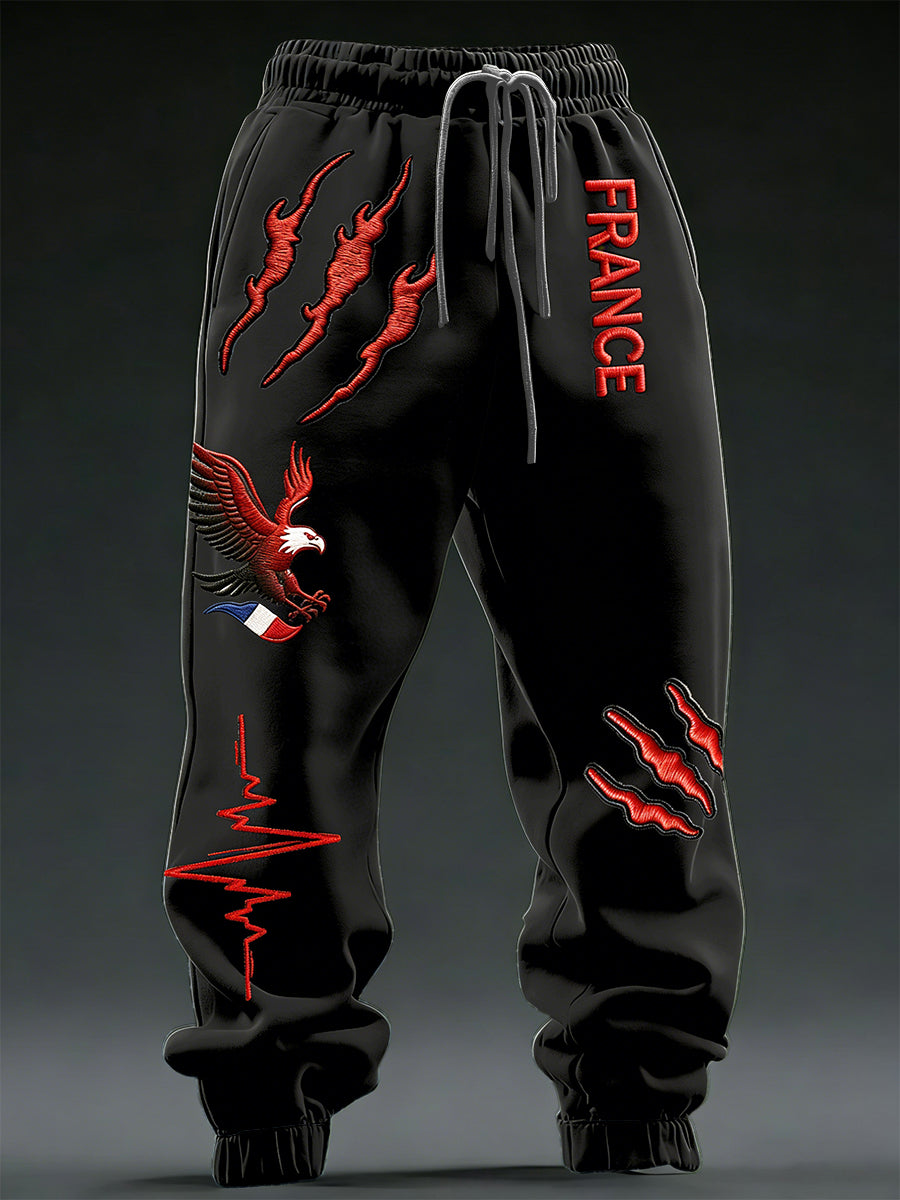 Pantalon de sport décontracté noir pour homme, imprimé 3D Aigle français