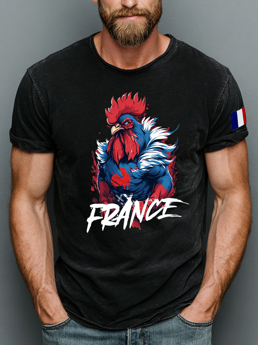 T-Shirt Rugby Rétro Art Abstrait Français 100% Coton