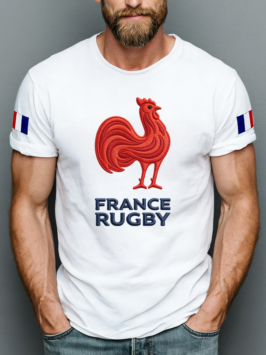T-Shirt Rétro Art Rugby Français 100% Coton