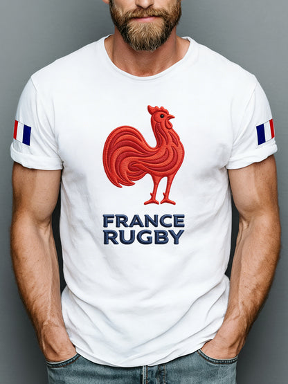 T-Shirt Rétro Art Rugby Français 100% Coton
