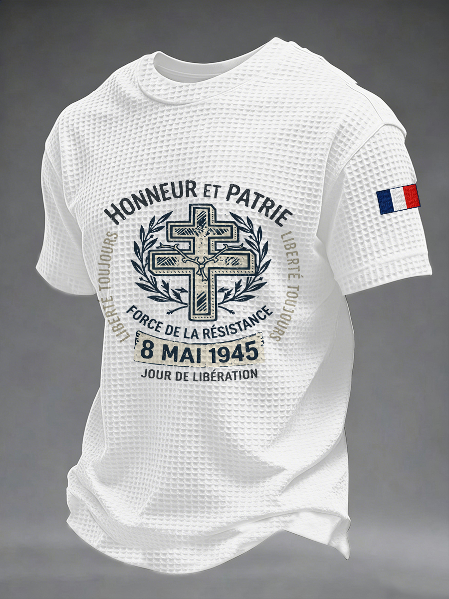 Short à manches courtes en gaufre HONNEUR ET PATRIE pour hommes