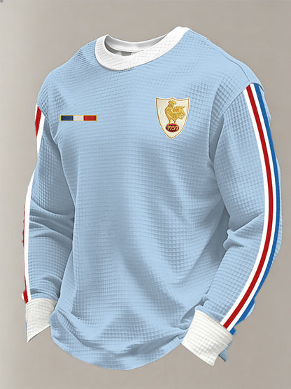 T-shirt à manches longues en gaufre pour hommes, équipe de France de rugby