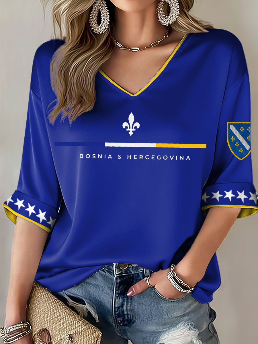 T-shirt imprimé pour femmes Bosnia ZMAJEVI, motif amoureux du football