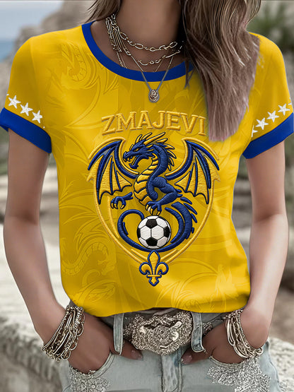 T-shirt imprimé pour femmes Bosnia ZMAJEVI, motif amoureux du football