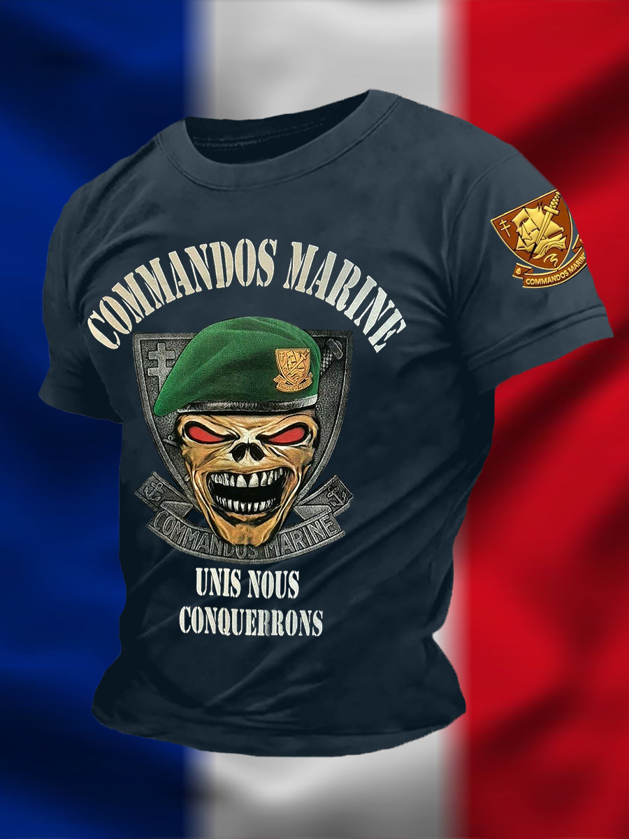T-shirt manches courtes Commandos Marine pour hommes UNIS NOUS CONQUERRONS