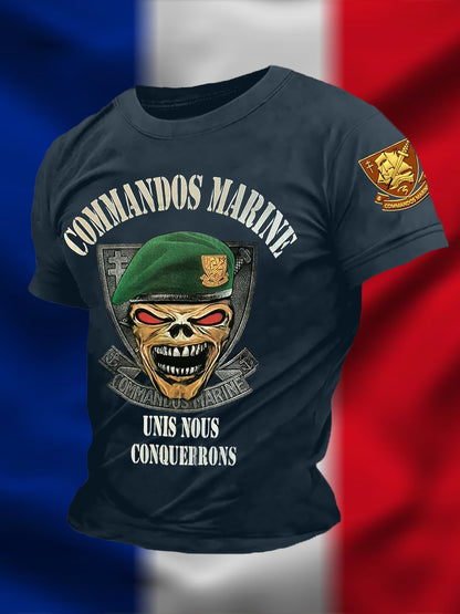T-shirt manches courtes Commandos Marine pour hommes UNIS NOUS CONQUERRONS