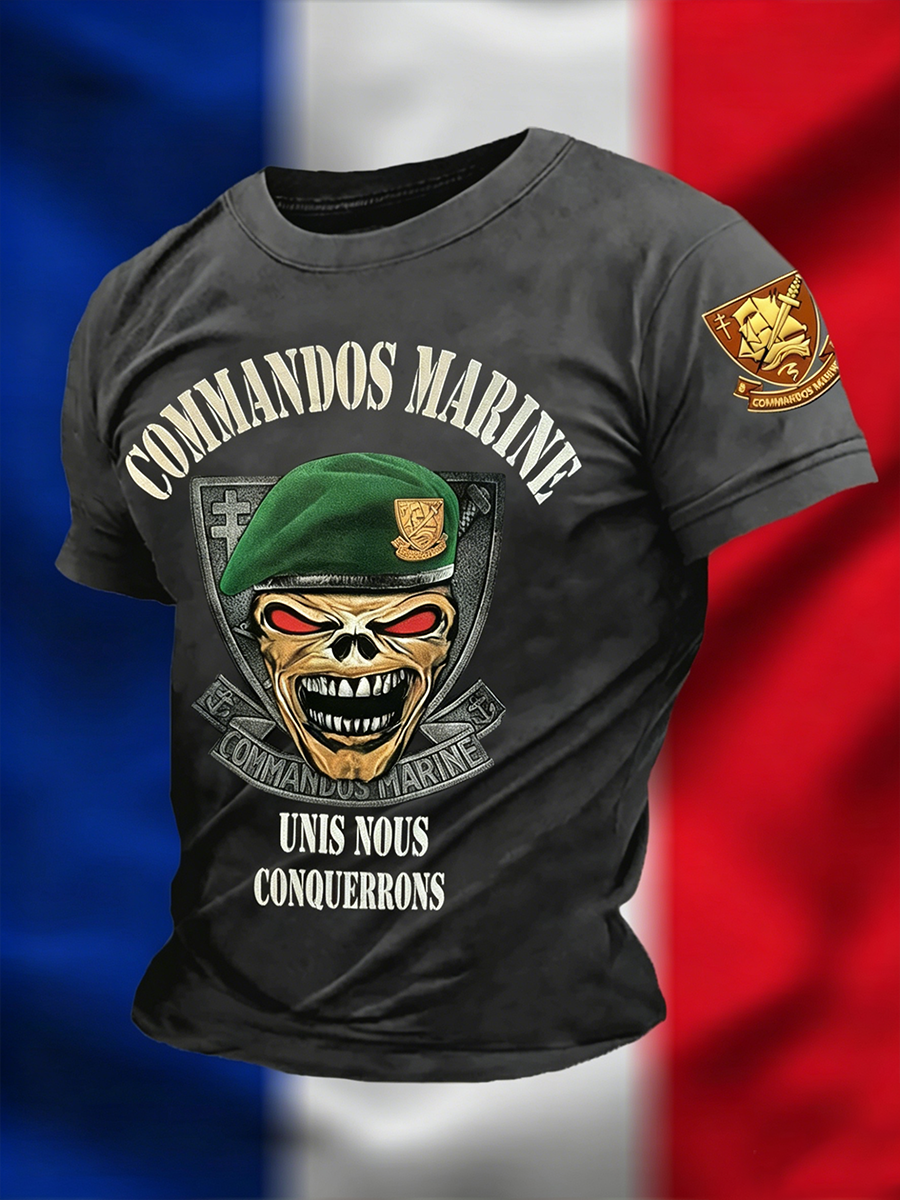 T-shirt manches courtes Commandos Marine pour hommes UNIS NOUS CONQUERRONS