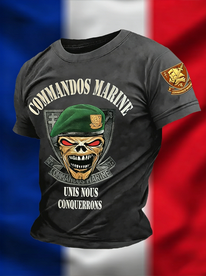 T-shirt manches courtes Commandos Marine pour hommes UNIS NOUS CONQUERRONS