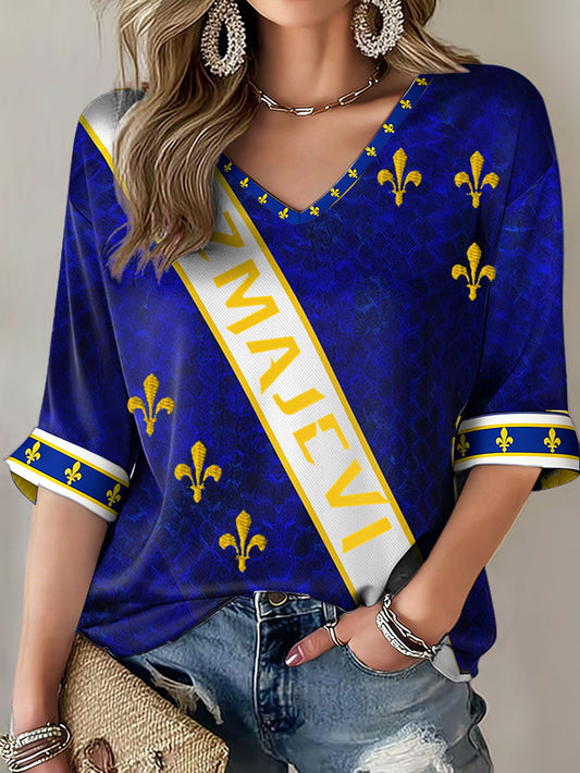 T-shirt imprimé pour femmes Bosnia ZMAJEVI, motif amoureux du football